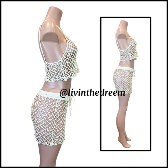 BEACH BUNNY Bianca Tank & Mini Skirt - Ivory Large Set $158 - Picture 9 of 16